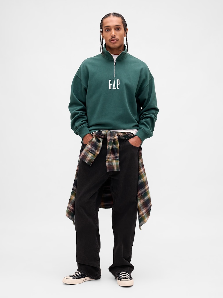 Heavyweight Oversized Logo Half-Zip Pullover