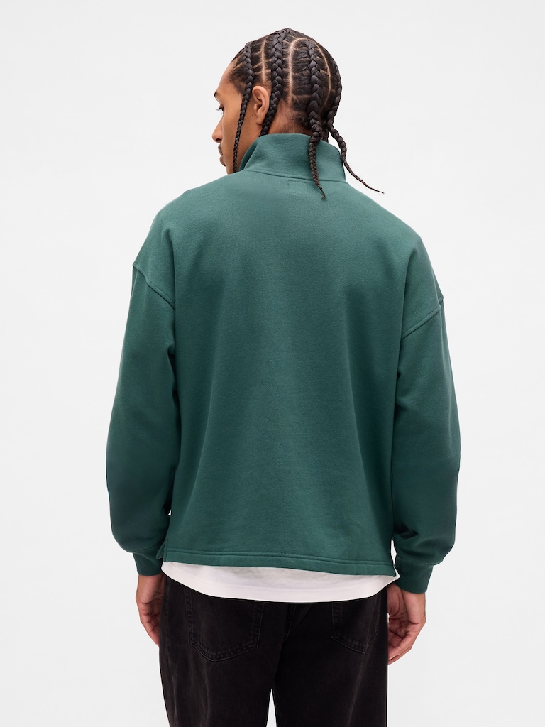 Heavyweight Oversized Logo Half-Zip Pullover