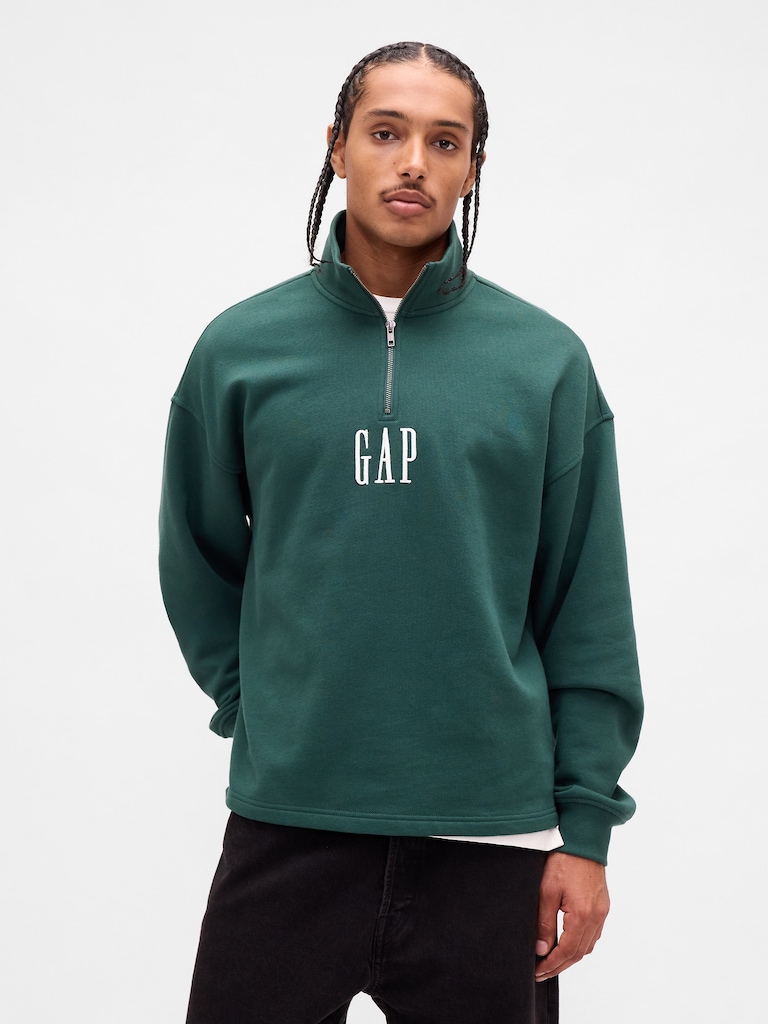 Heavyweight Oversized Logo Half-Zip Pullover