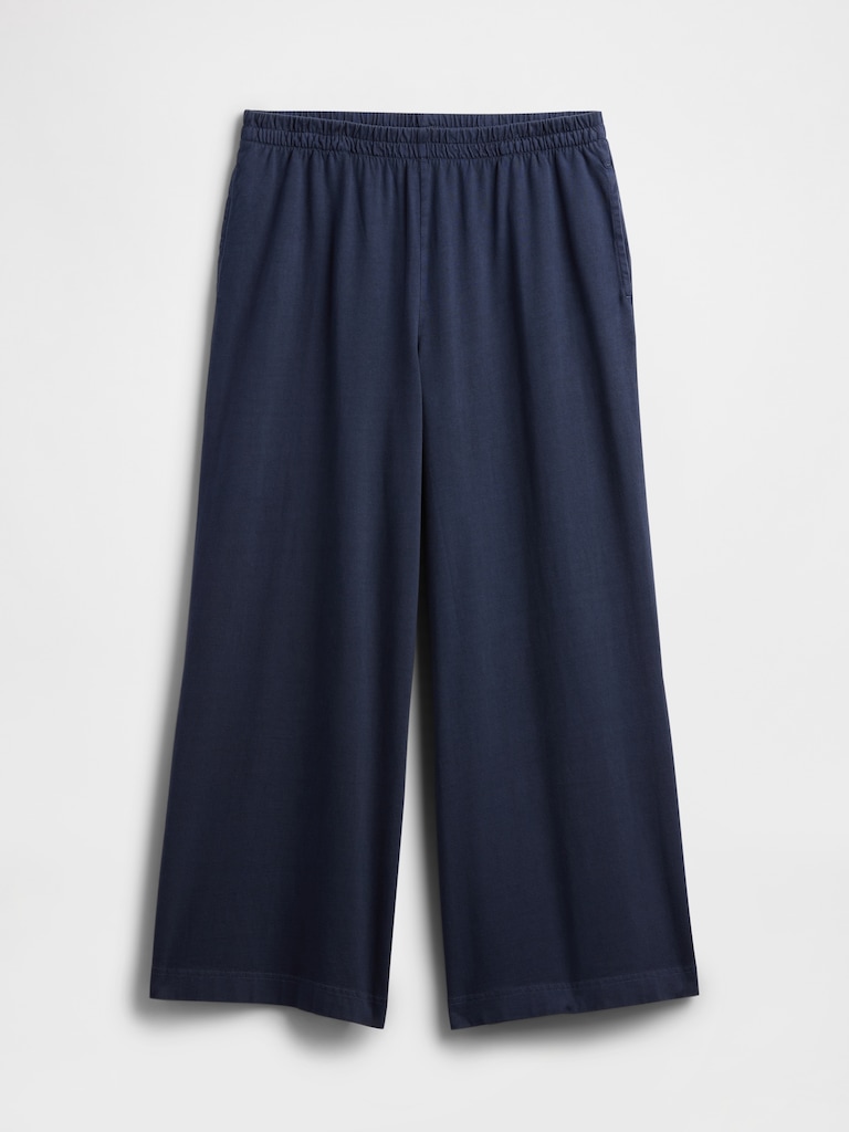 Heavyweight Pull-On Wide-Leg Crop Pants