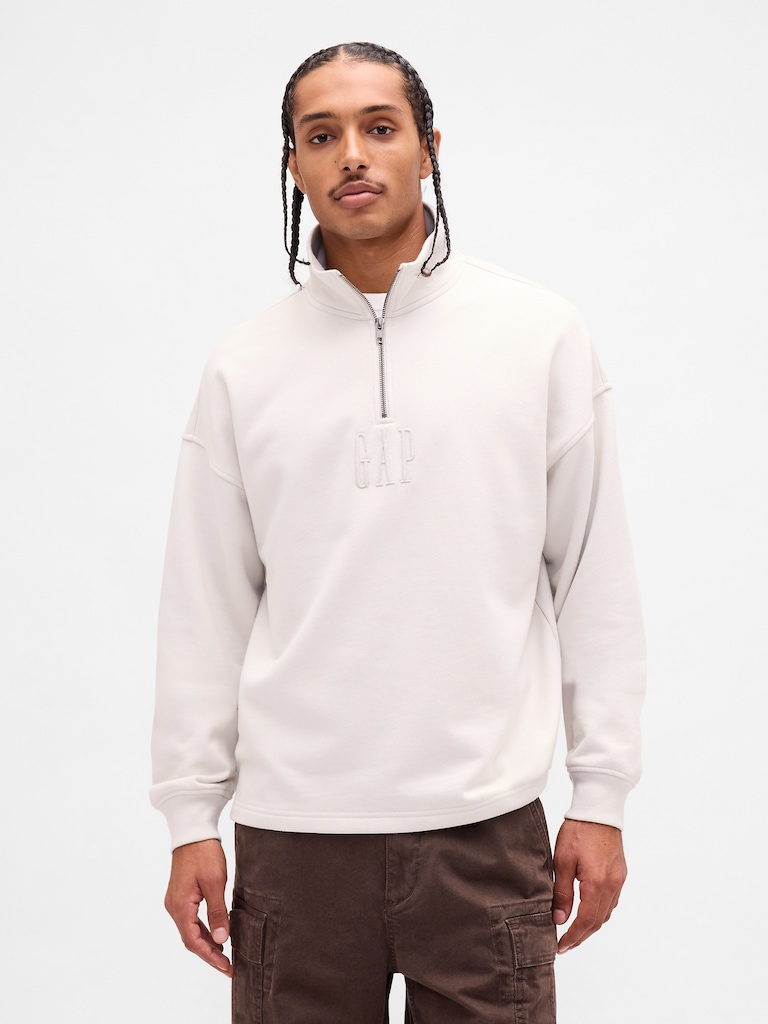 Heavyweight Oversized Logo Half-Zip Pullover
