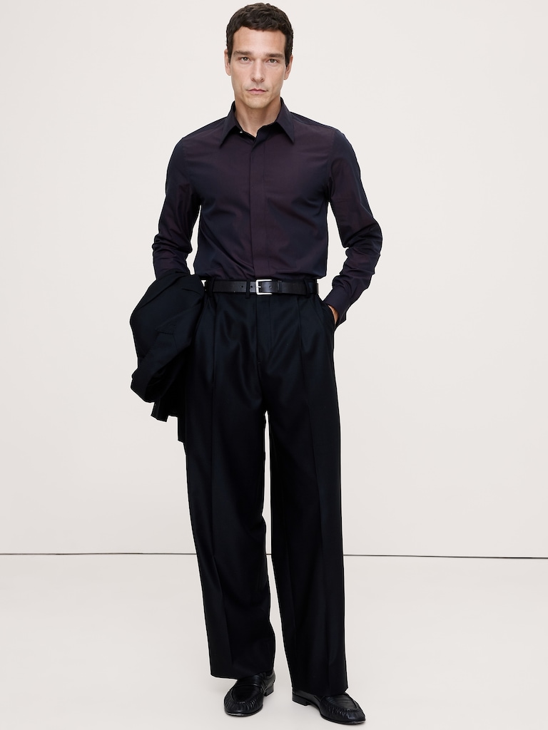 Slim-Fit Cotton Poplin Tuxedo Shirt