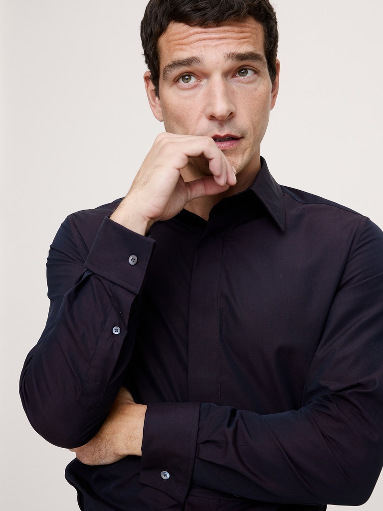 Slim-Fit Cotton Poplin Tuxedo Shirt