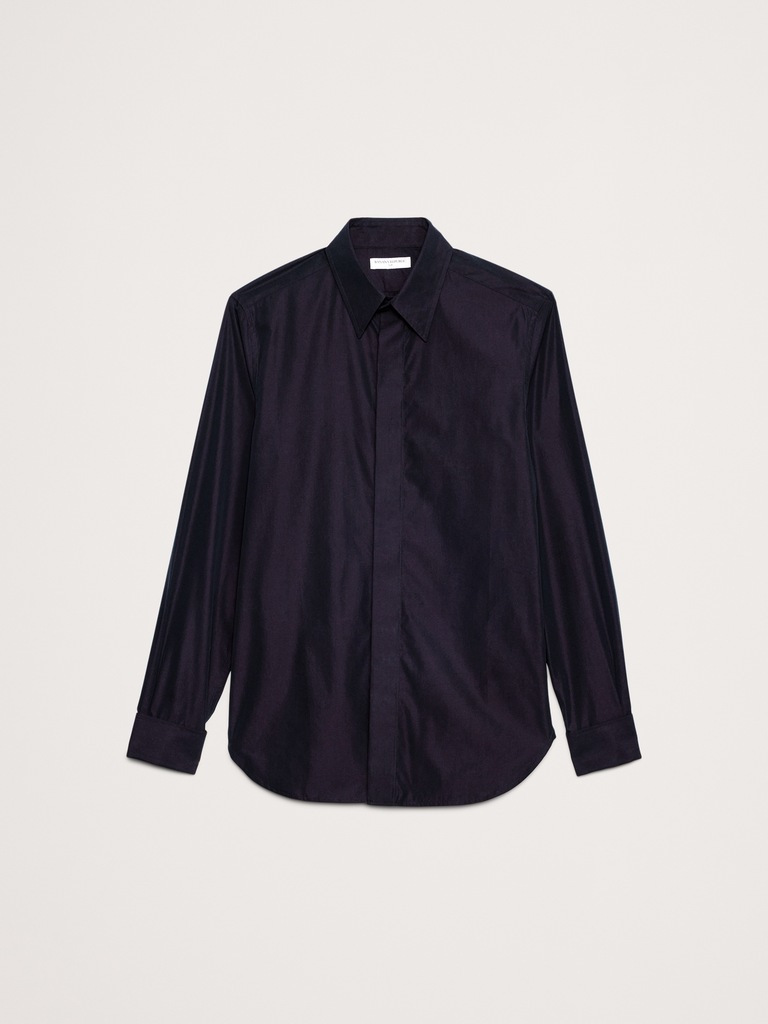 Slim-Fit Cotton Poplin Tuxedo Shirt
