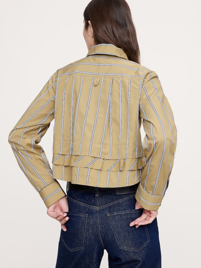 Cotton Poplin Ruffle-Back Shirt