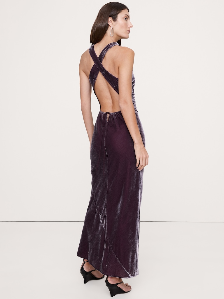 Velvet Cowl-Neck Gown