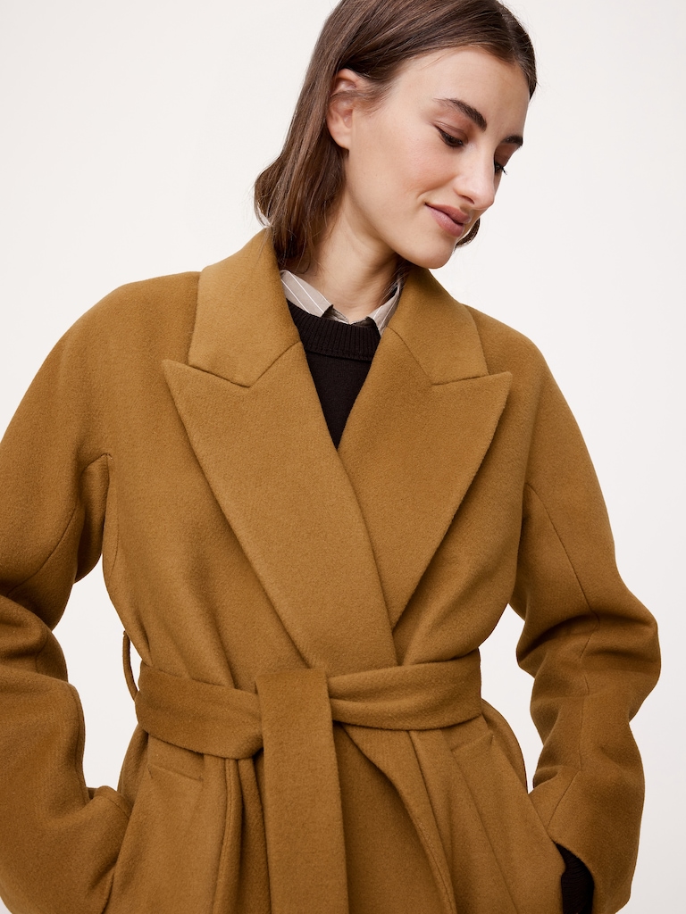 Italian Wool-Cashmere Wrap Coat