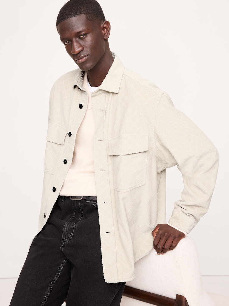 Loose-Fit Diamond Corduroy Overshirt