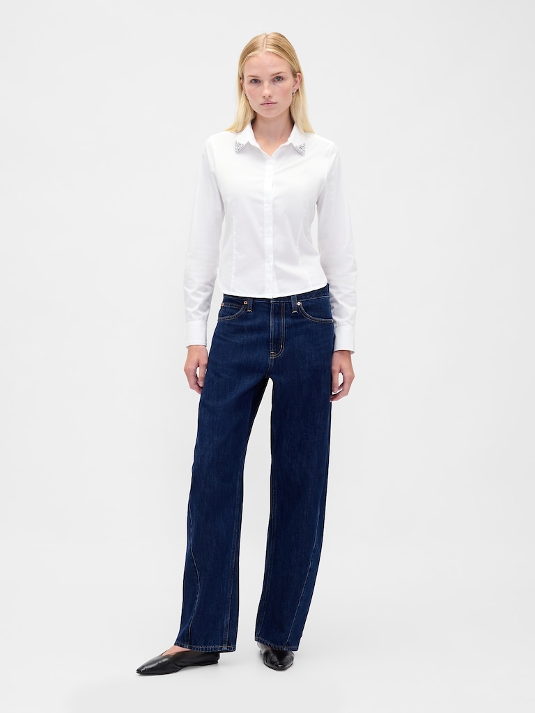Organic Cotton Fitted Crop Shirt