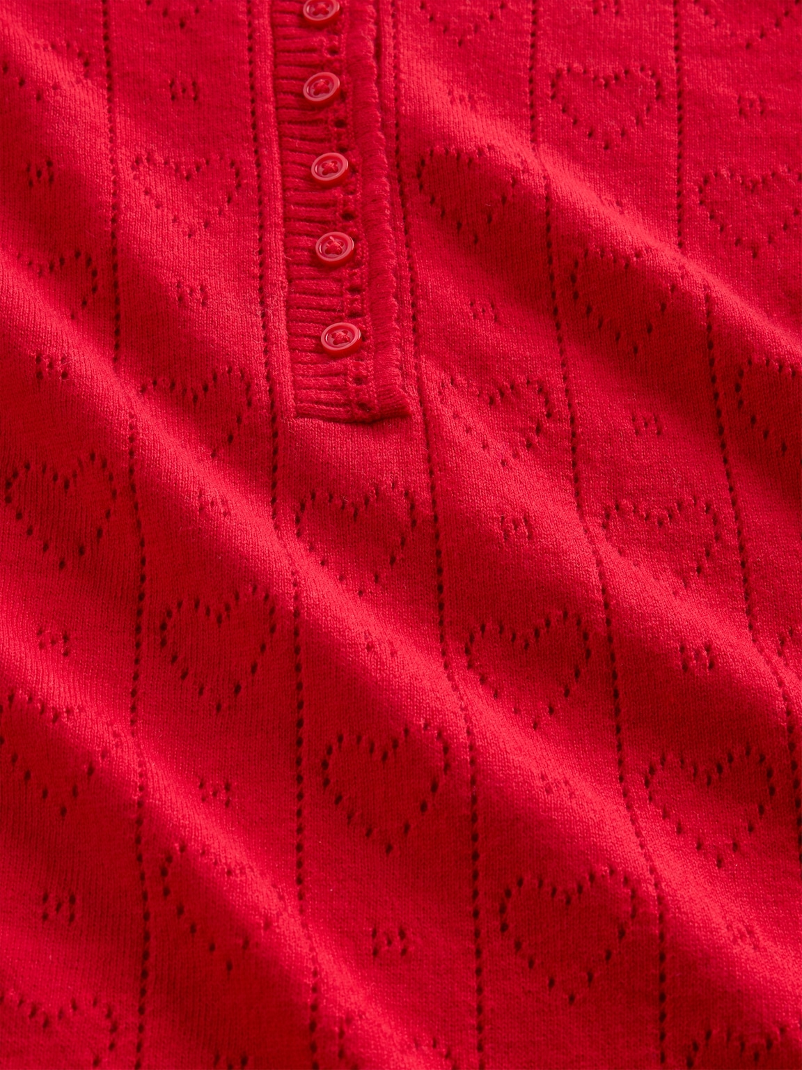 Lightweight CashSoft Pointelle Heart PJ Top