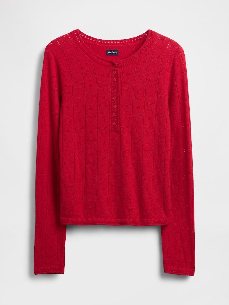 Lightweight CashSoft Pointelle Heart PJ Top