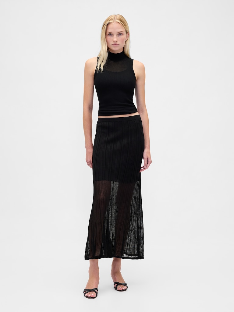 Sheer Maxi Sweater Skirt