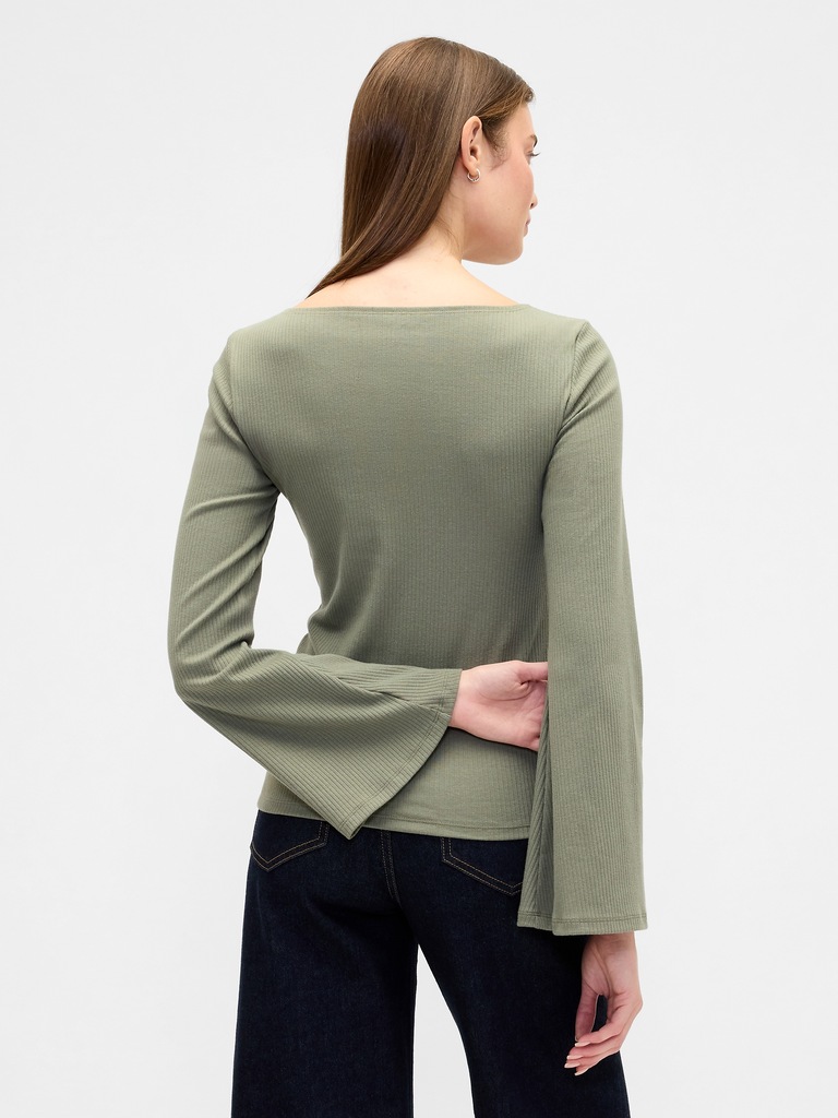 Bell Sleeve Boatneck T-Shirt