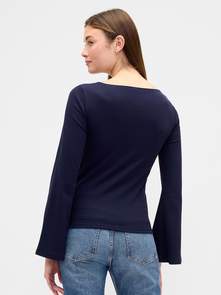 Bell Sleeve Boatneck T-Shirt