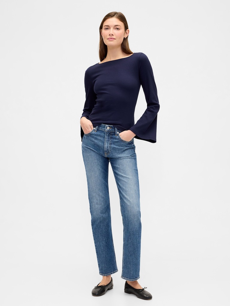 Bell Sleeve Boatneck T-Shirt