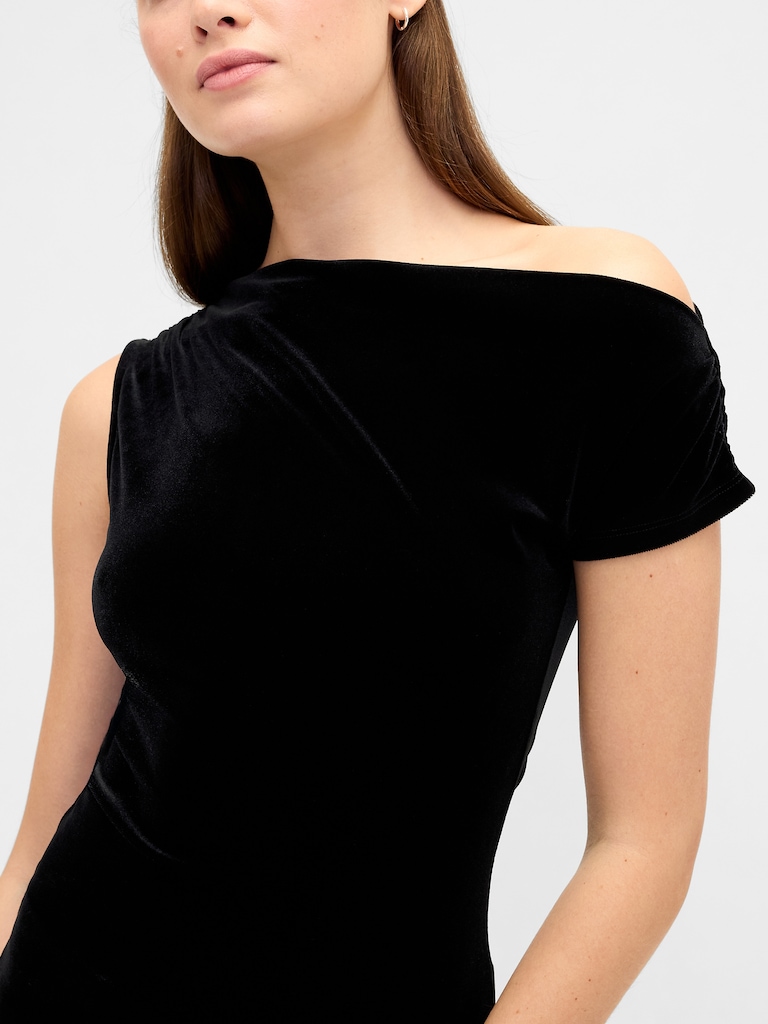 Velour One-Shoulder Top
