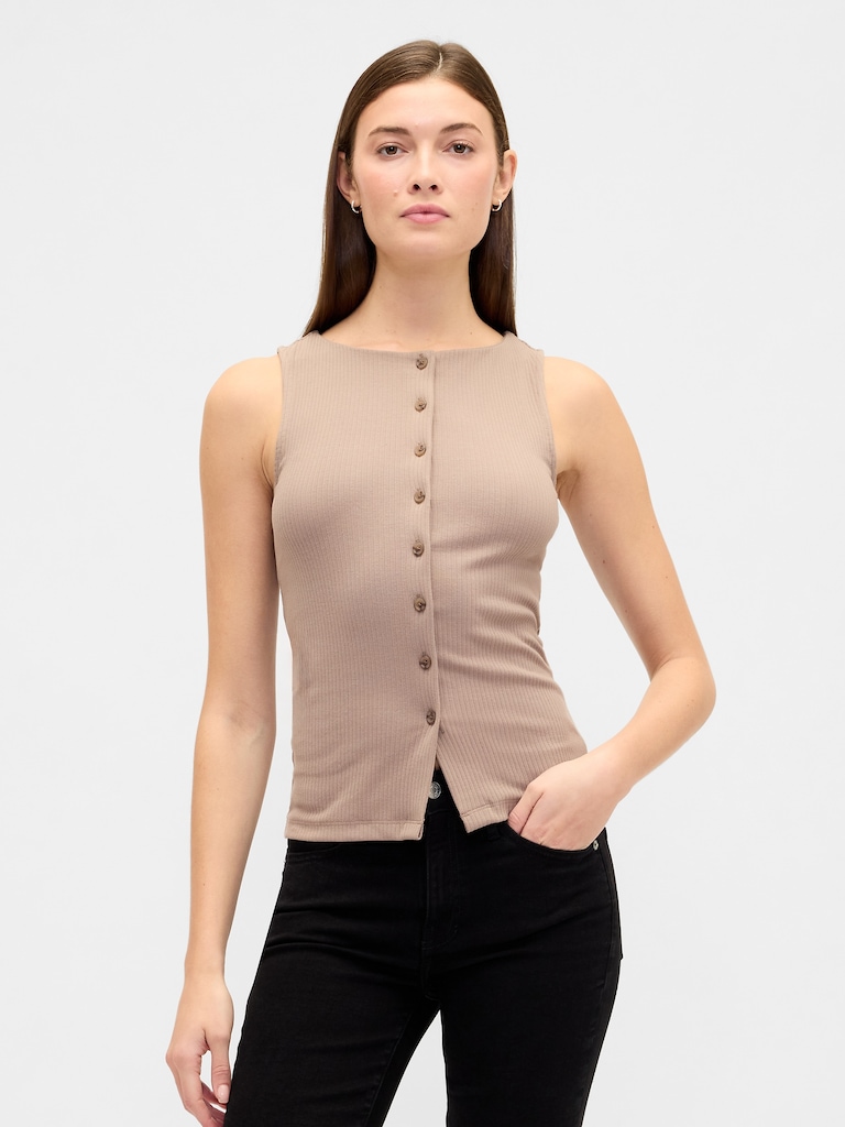 Ribbed Boatneck Vest