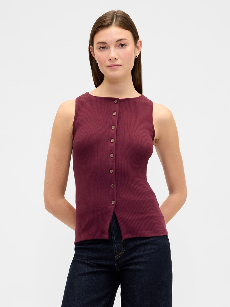 Ribbed Boatneck Vest