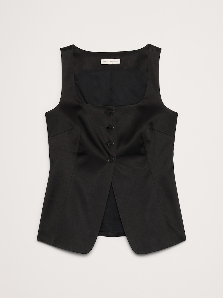 Satin Square-Neck Long Vest