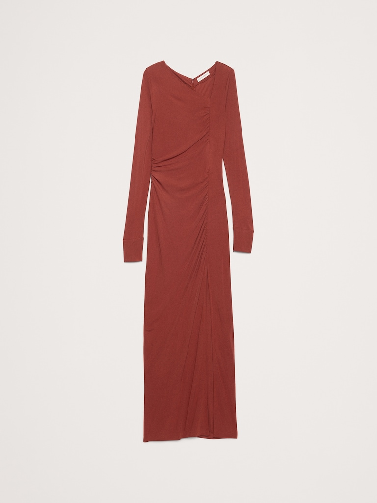 Matte Jersey Ruched Maxi Dress