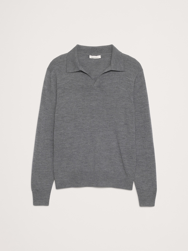 Merino Johnny-Collar Sweater Polo