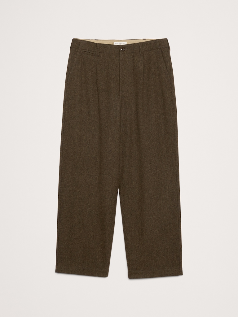Loose Pleated Wool-Blend Pant