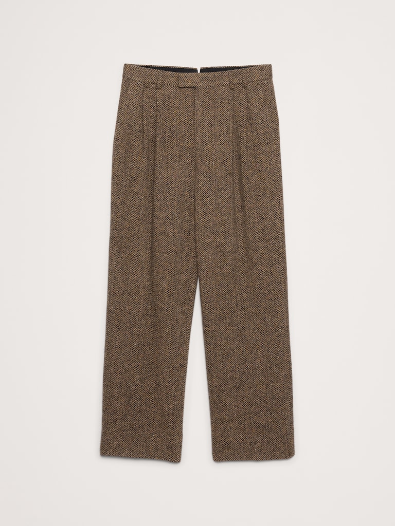 Relaxed Pleated Italian Herringbone Pant