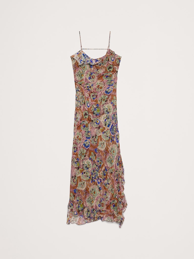 Georgette Cowl-Neck Maxi Dress