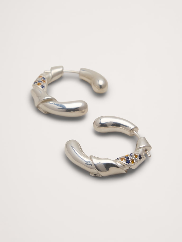 Rhinestone Ribbon Hoop Earrings