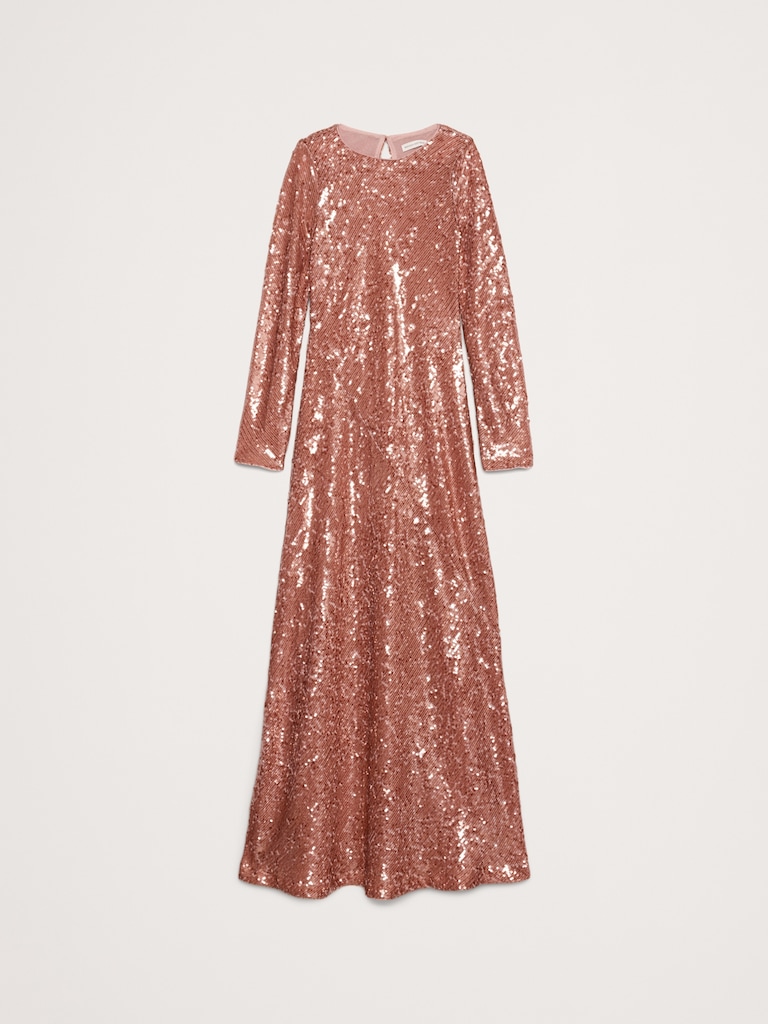 Bias-Cut Sequin Maxi Dress