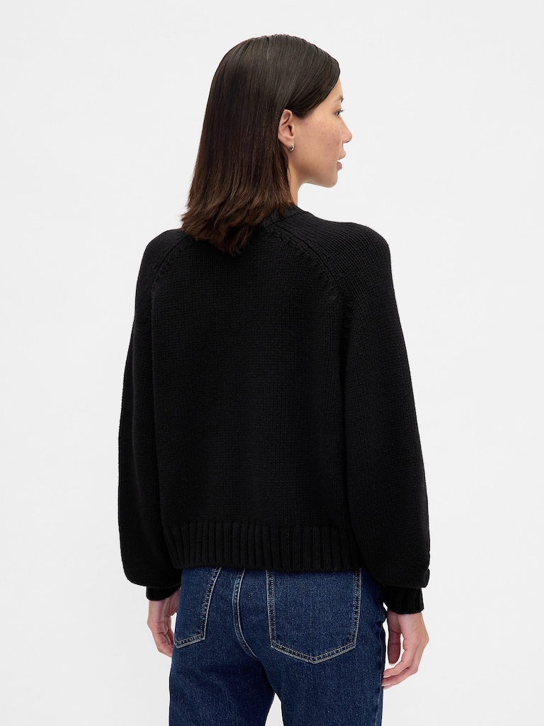 Relaxed Saddle-Sleeve Crewneck Sweater