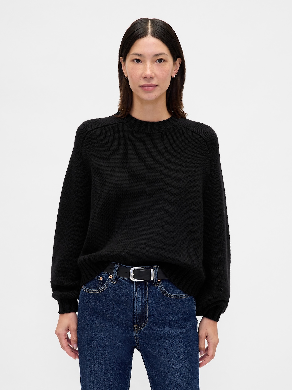 Cotton-Blend Relaxed Crewneck Sweater