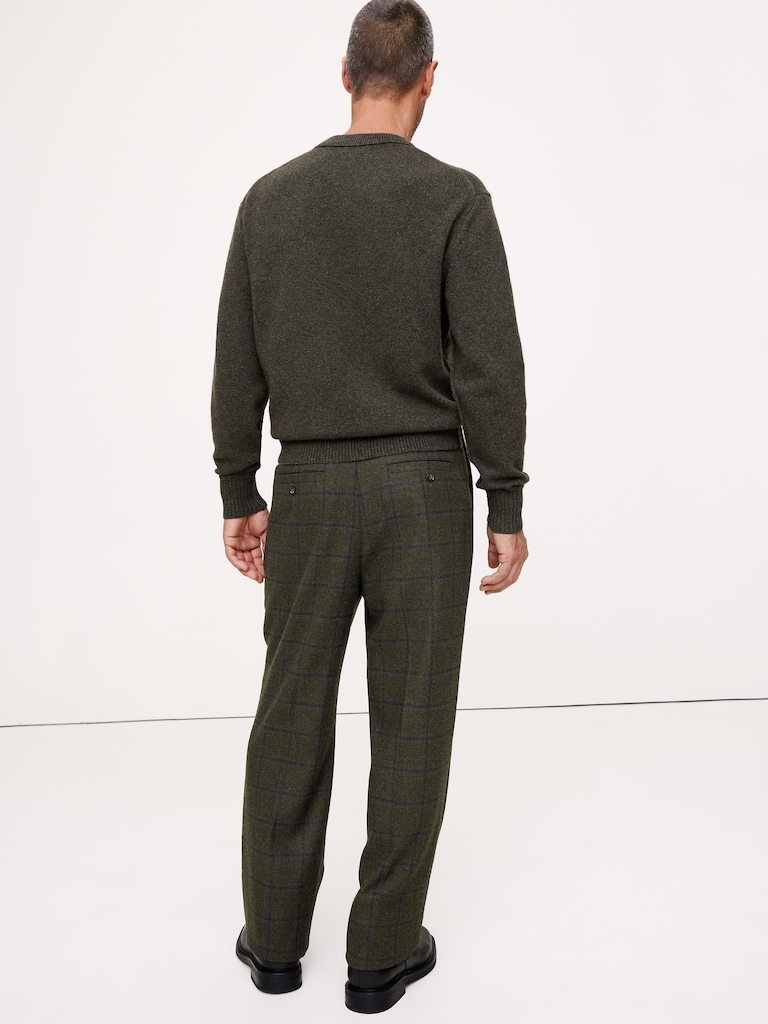 Straight Flannel Pleated Dress Pant