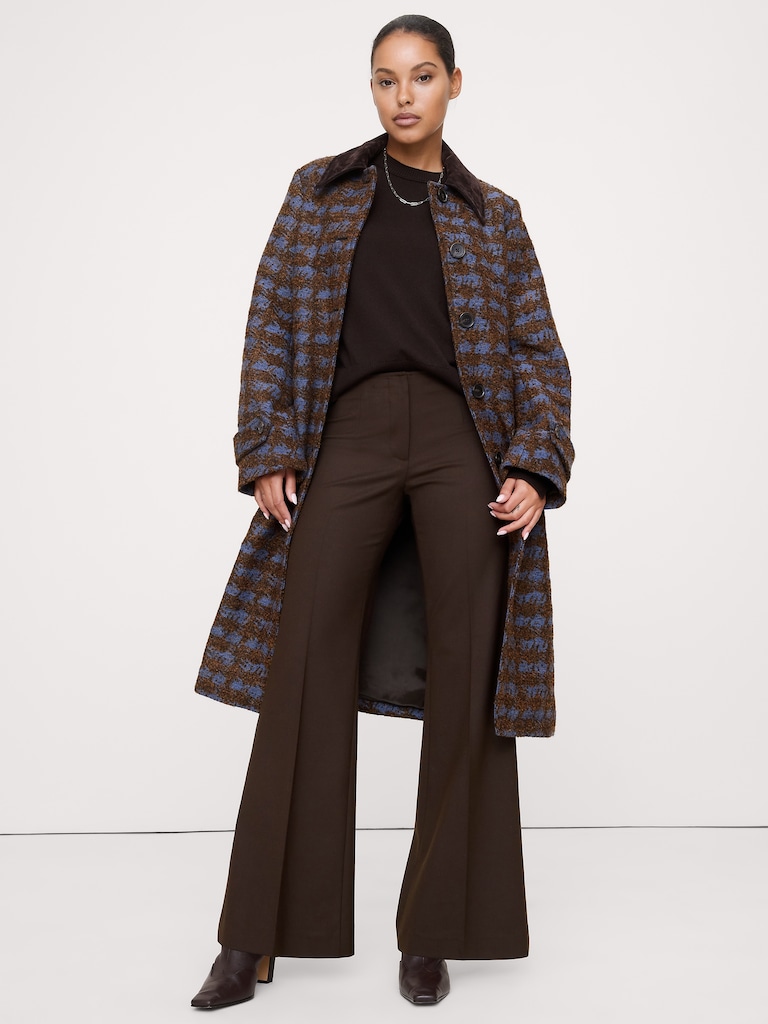 Mid-Rise Flare Stretch Wool-Blend Pant