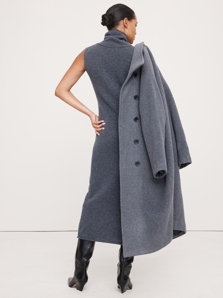 Lightweight Cashmere Turtleneck Midi Dress