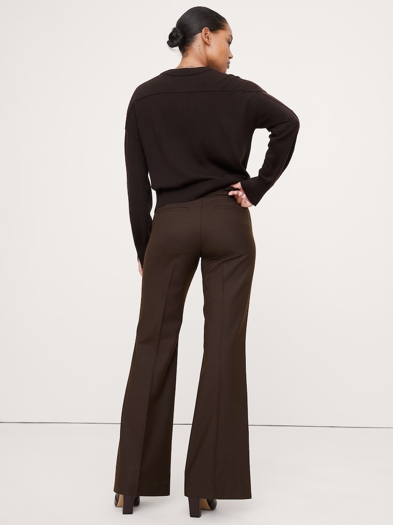 Mid-Rise Flare Stretch Wool-Blend Pant