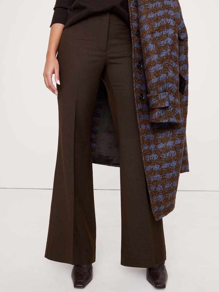 Mid-Rise Flare Stretch Wool-Blend Pant
