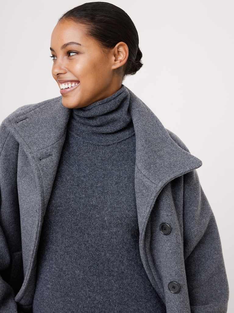 Lightweight Cashmere Turtleneck Midi Dress