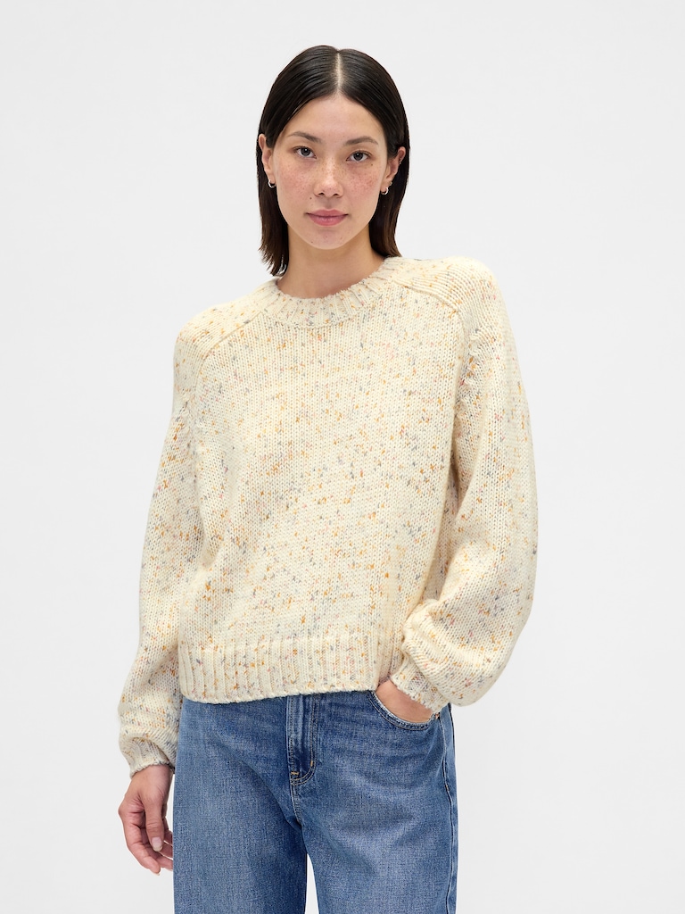 Relaxed Saddle-Sleeve Crewneck Sweater