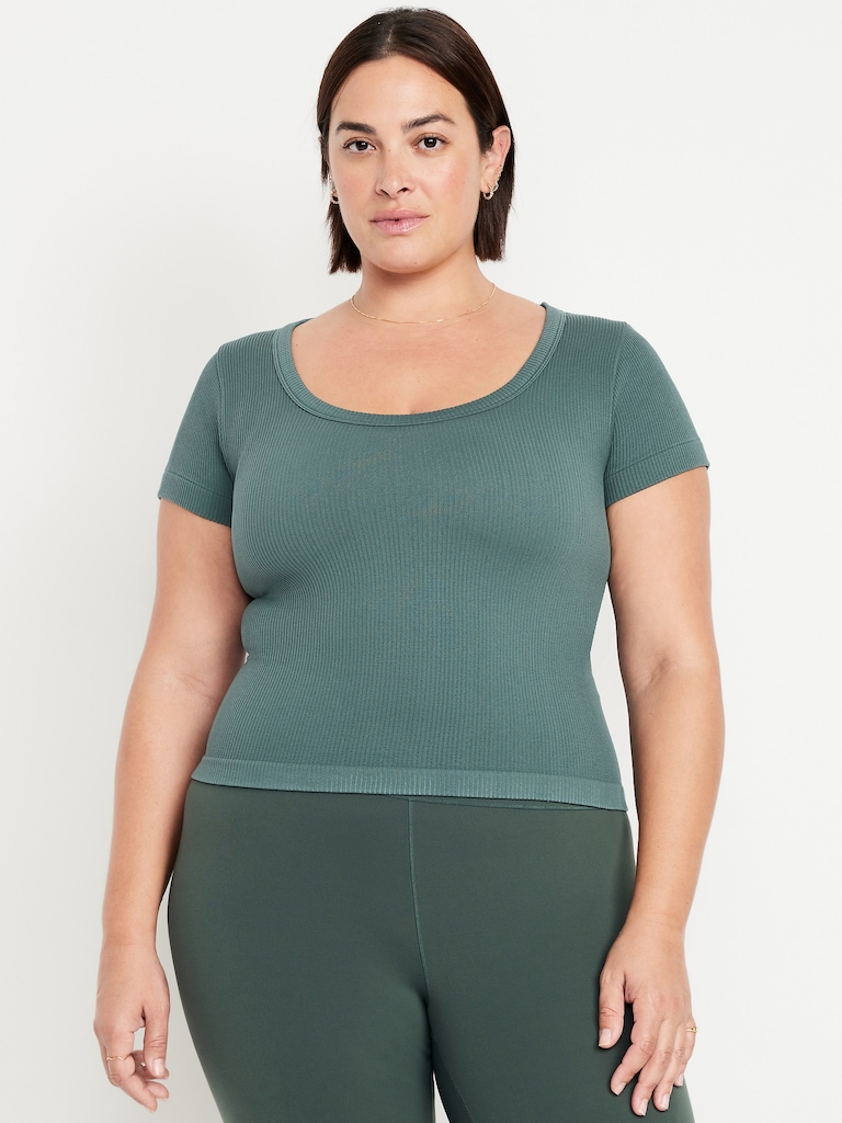 Exhale Seamless Cropped Rib T-Shirt