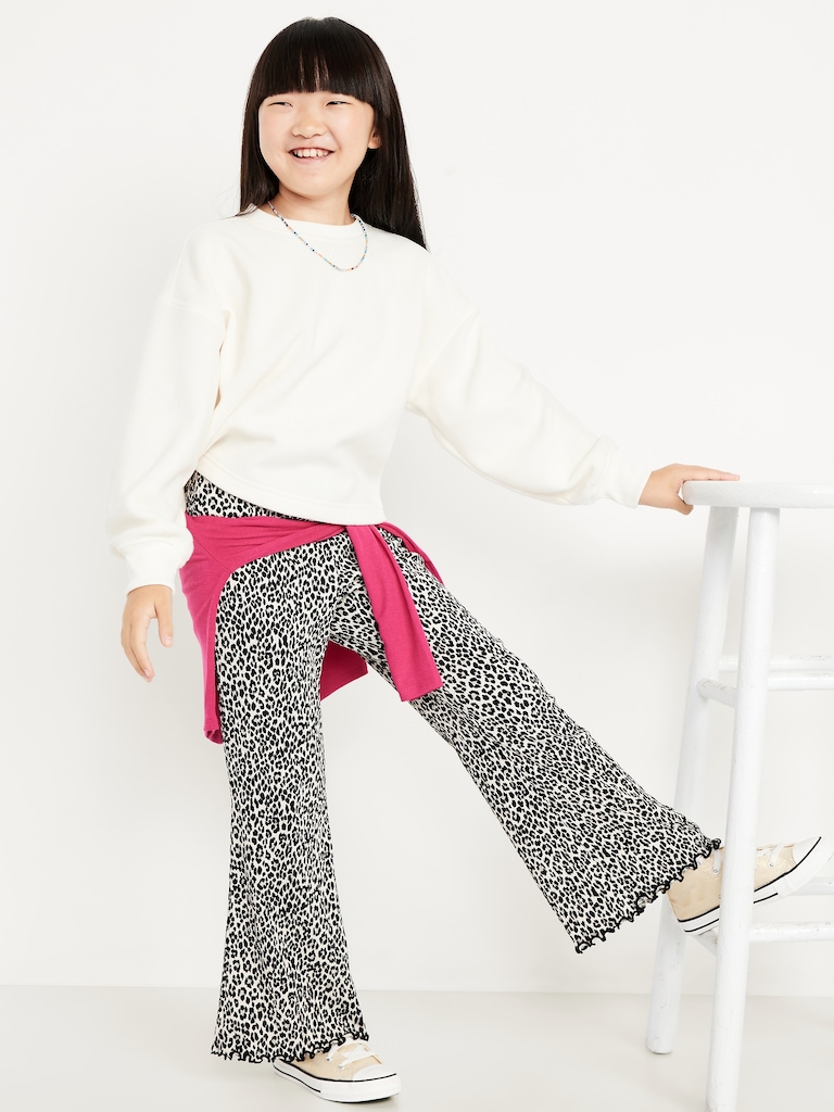 Textured Knit Flare Leggings for Girls