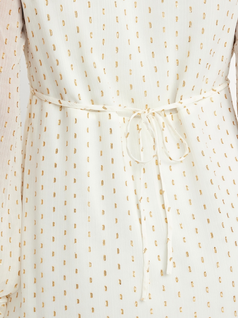 V-Neck Swiss Dot Mini Dress