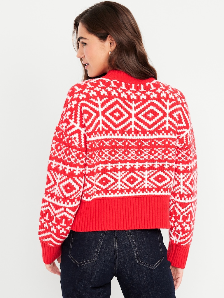 SoSoft Mock-Neck Fair Isle Sweater