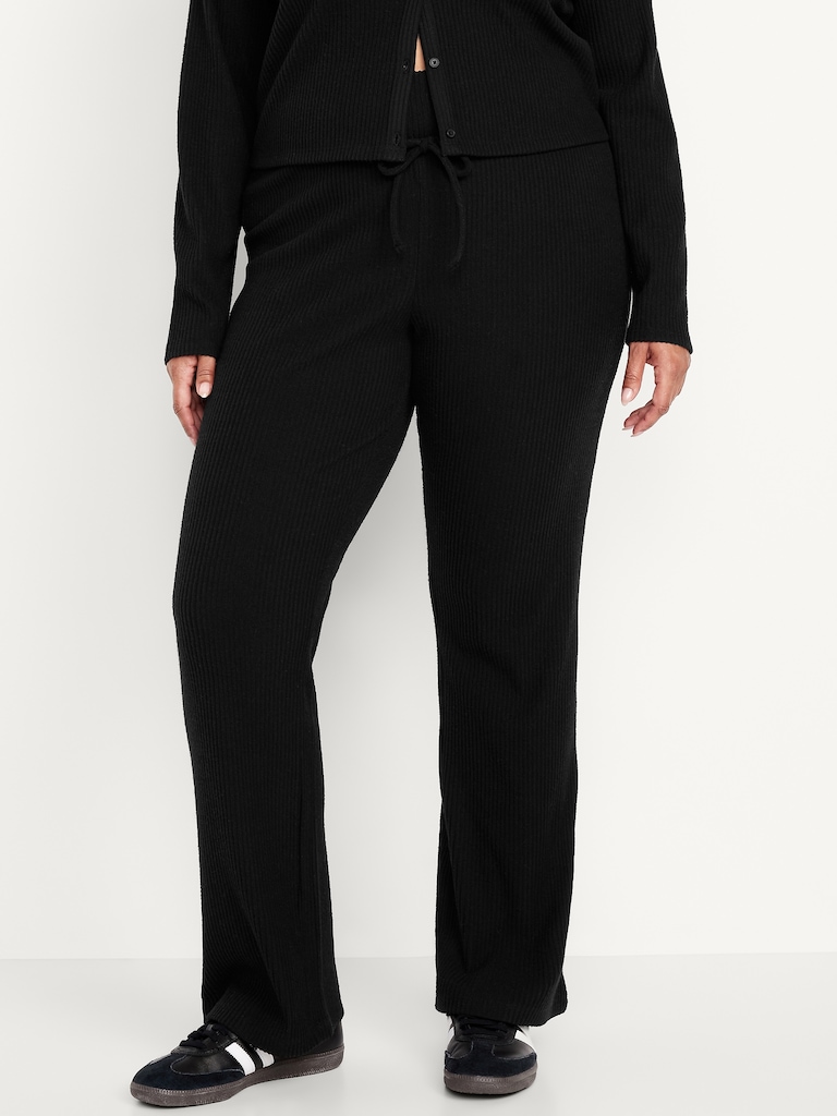 Extra High Waisted Sweater Ribbed Flare Pant