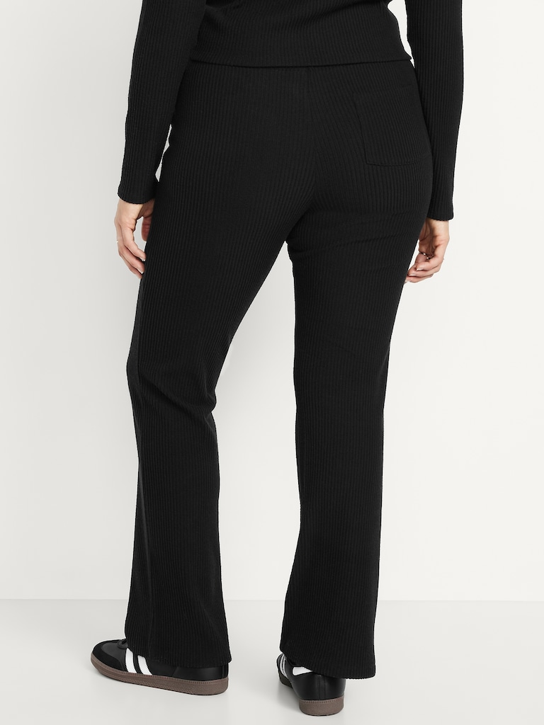 Extra High Waisted Sweater Ribbed Flare Pant