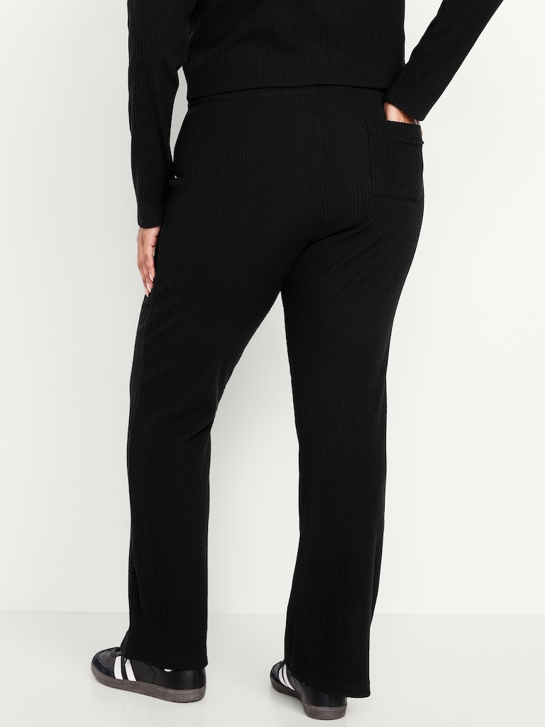Extra High Waisted Sweater Ribbed Flare Pant