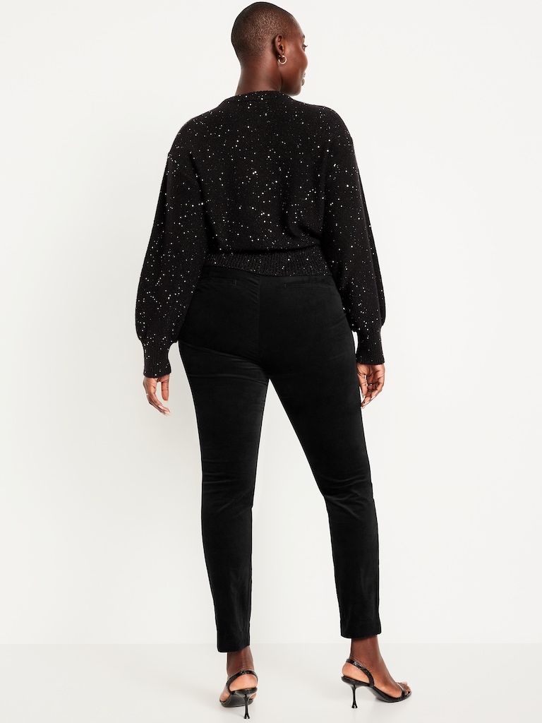 High-Waisted Velvet Pixie Skinny Ankle Pants