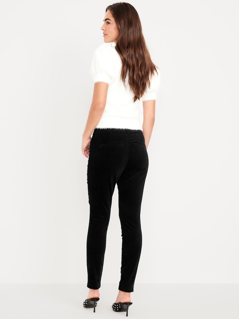 High-Waisted Velvet Pixie Skinny Ankle Pants