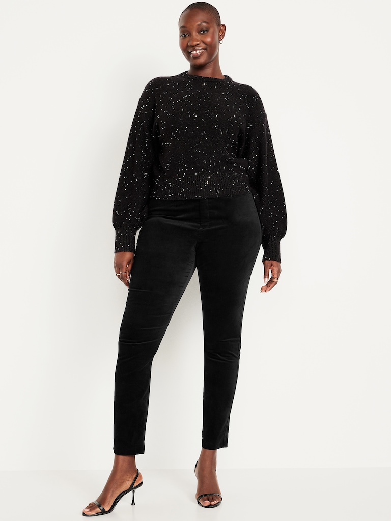 High-Waisted Velvet Pixie Skinny Ankle Pants