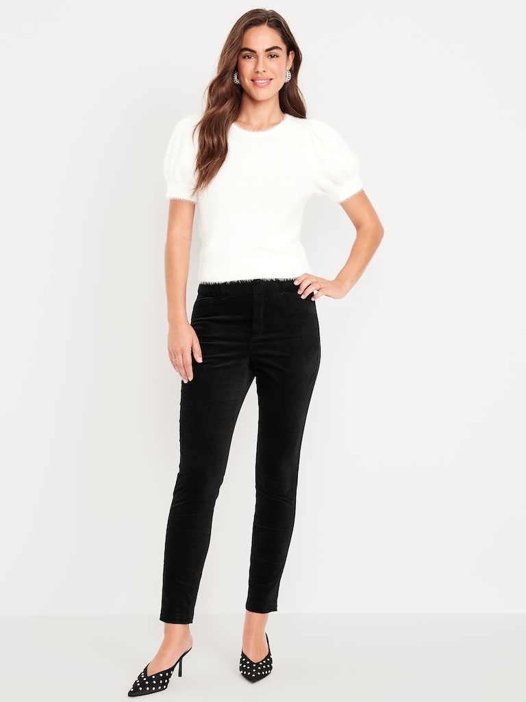 High-Waisted Velvet Pixie Skinny Ankle Pants